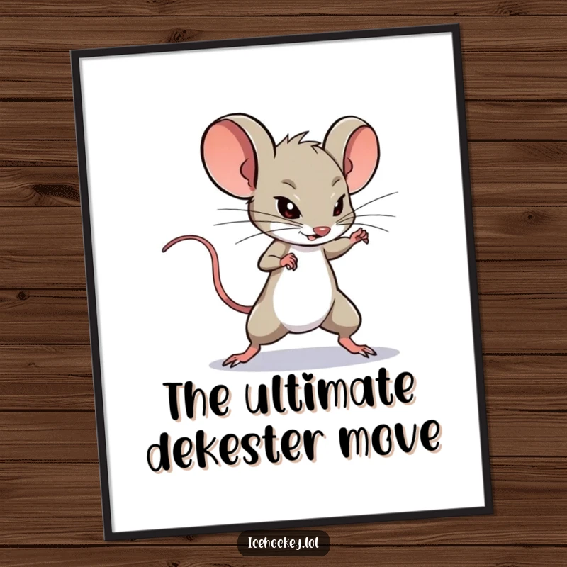 Funny Free Printable Wall Art of a determined mouse expertly deking around an imaginary opponent with impressive skill.