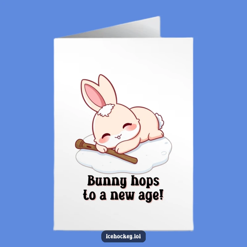 Free Printable Birthday Card: Funny Rabbit Ice Fail for a Charming Downloadable Gift
