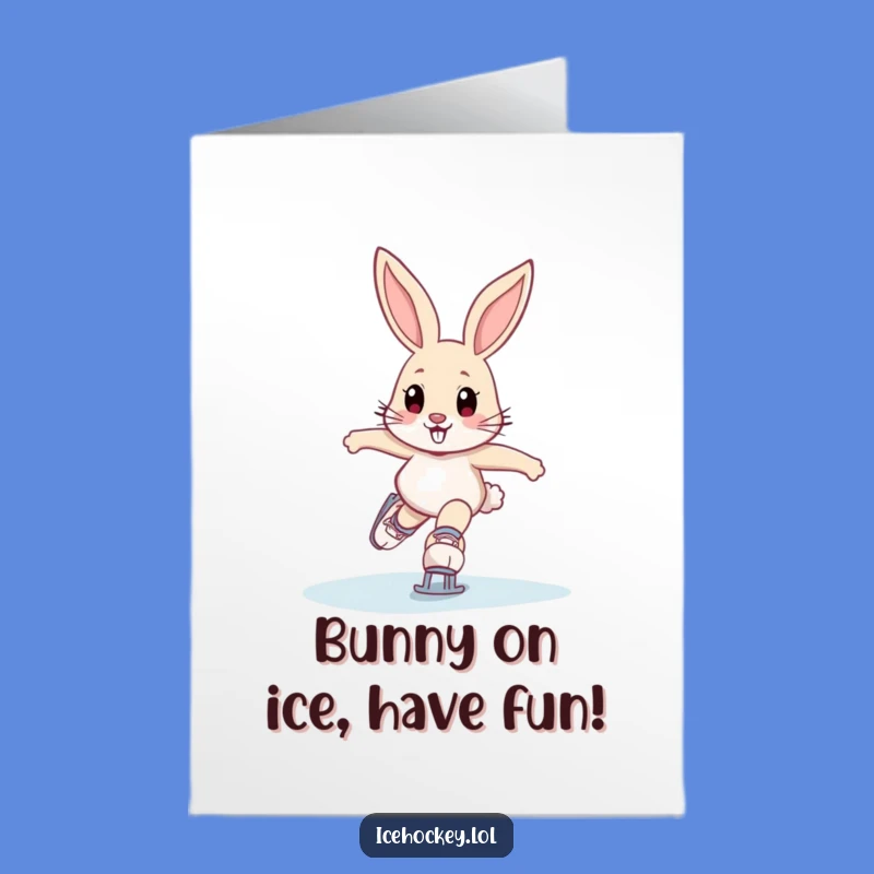Free Printable Funny Birthday Card: Determined Skating Bunny for Hilarious DIY Gifts
