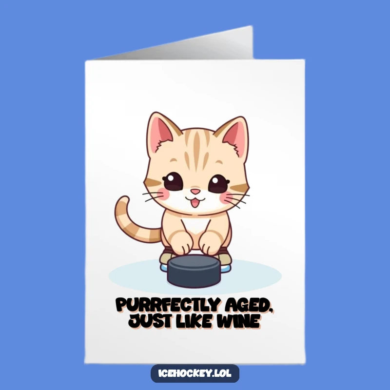 Free Printable Kitten Hockey Birthday Card - Cute Funny Downloadable Gift