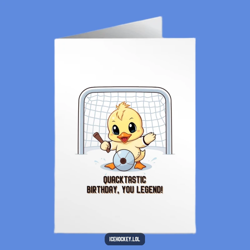 Free Printable Birthday Card: Funny Duck Goalie Save Humor Downloadable Gift