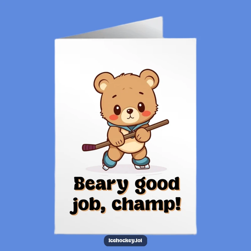 Free Printable Bear Cub Hockey Congrats Card - Funny Downloadable Gift