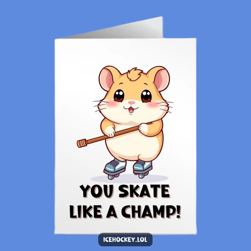Free Printable Congrats Card: Hamster's Skate Victory, Downloadable Funny Moment
