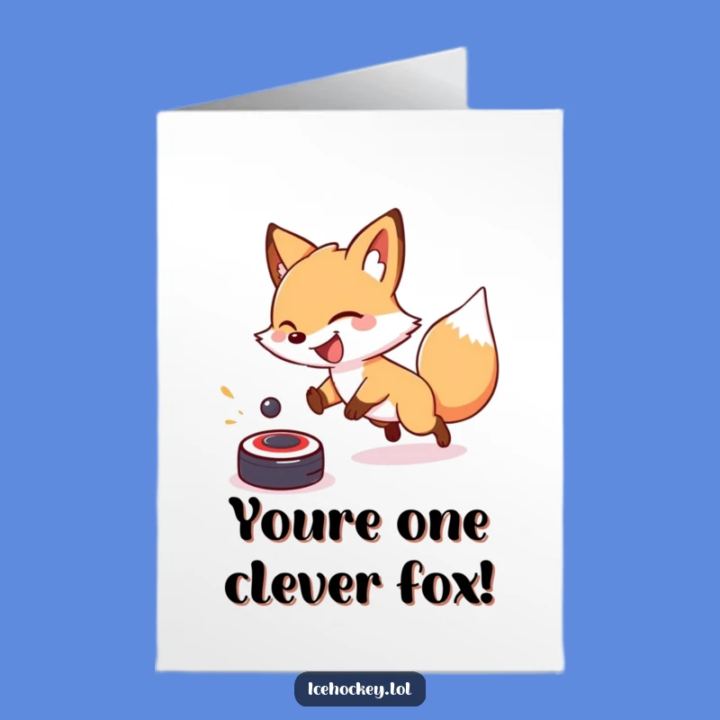 Free Printable Fox Congrats Card - Funny Hockey Theme Downloadable Gift