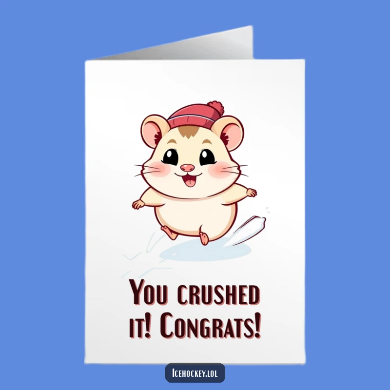 Free Printable Funny Hamster Congrats Card: Victory Ice Race Downloadable Greeting