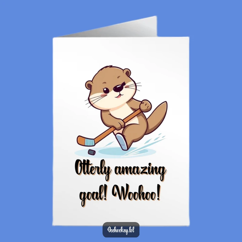 Free Printable Congrats Card: Otter's Hockey Victory Lap, Downloadable Fun