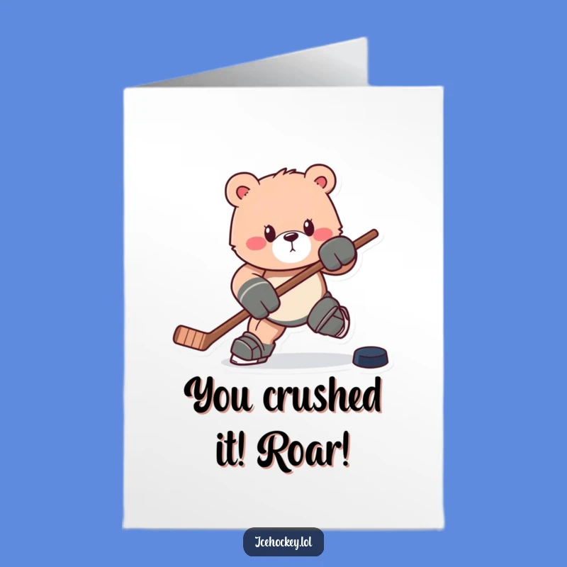 Free Printable Congrats Card: Bear Hockey Champion for a Roaring Downloadable Gift