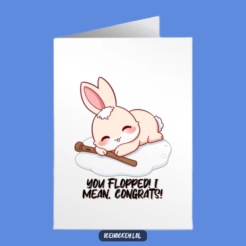 Free Printable Congrats Card: Rabbit's Cheerful Tumble for a Downloable Gift