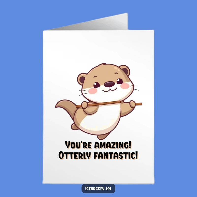 Free Printable Congrats Card: Otter Gliding, Celebrate Wins with Fun