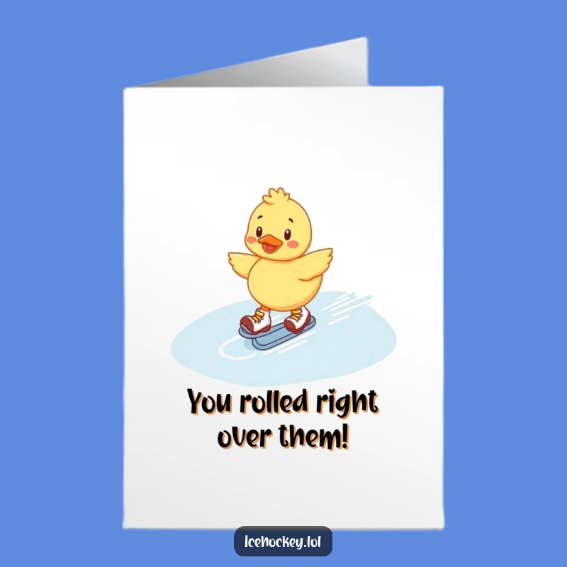 Free Printable Congrats Card: Duckling's Skating Victory - Funny Downloadable Gift