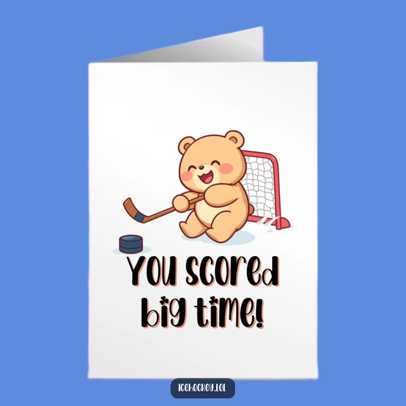 Free Printable Congrats Card: Bear Cub Scores the Winning Goal