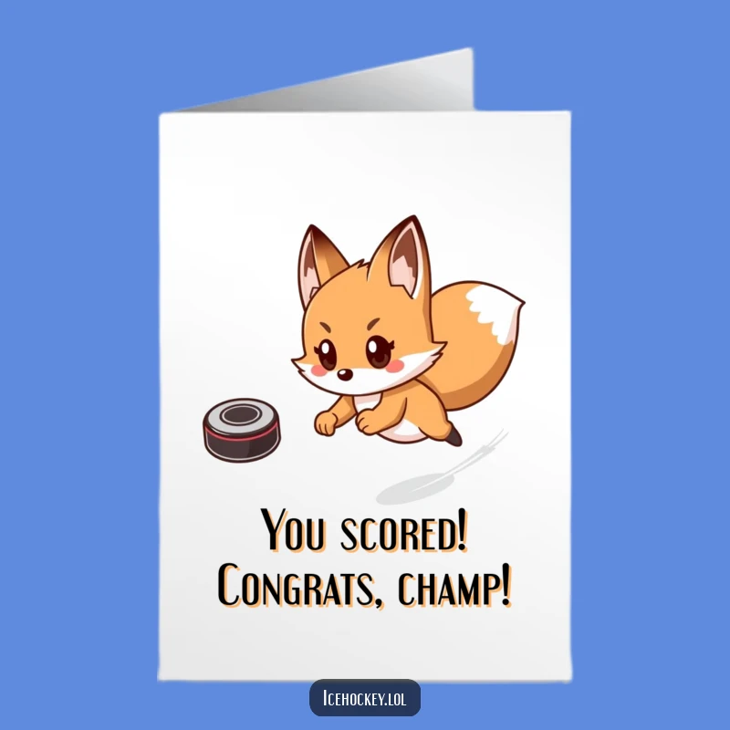 Free Printable Speedy Fox Hockey Congrats Card, Downloadable DIY A+ Winner