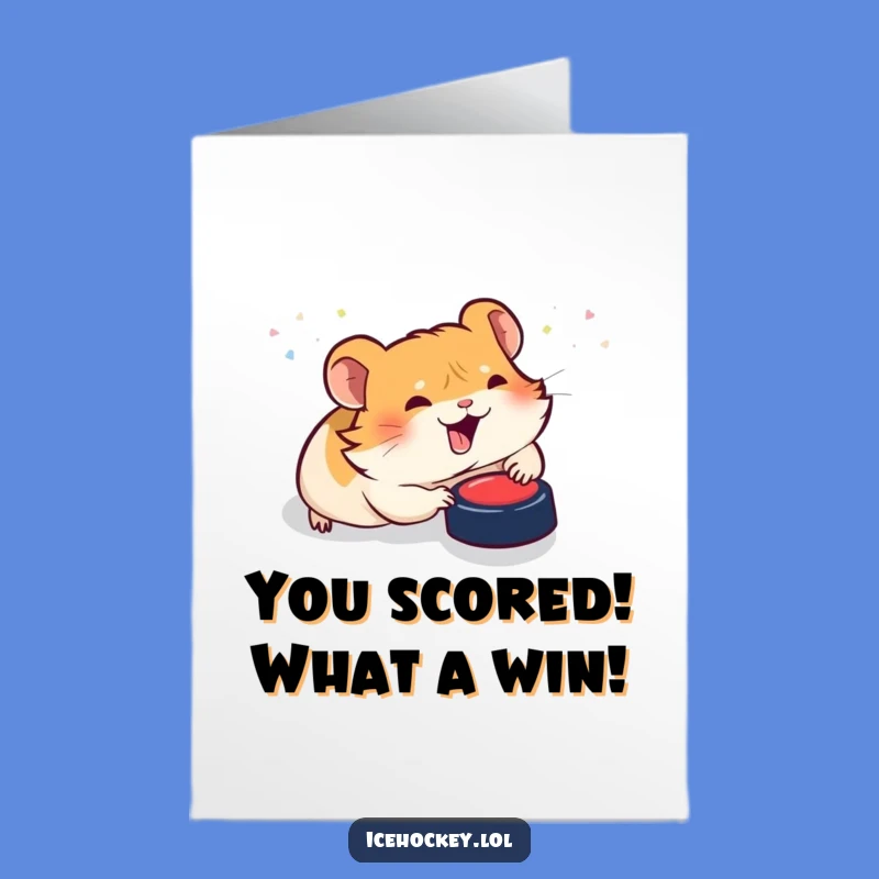 Free Printable Congrats Card: Hamster Hockey Champion for a Laughable Downloadable Gift