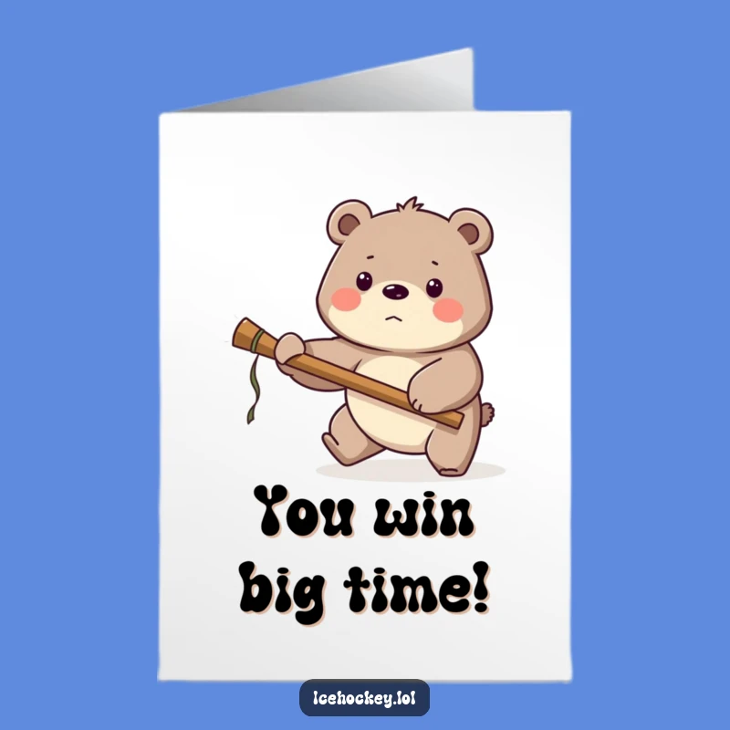 Free Printable Congrats Card: Awesome Bear Hockey Defense, Unique Downloadable Victory Gift