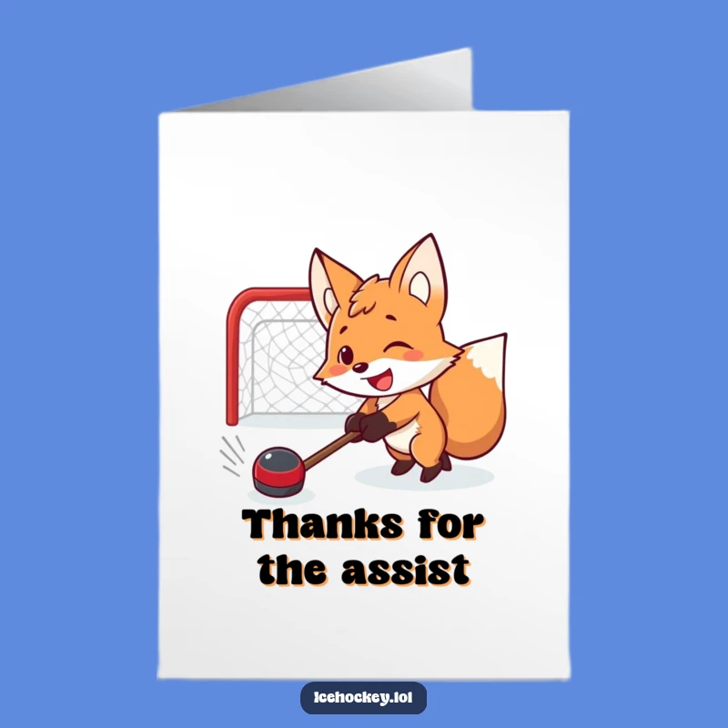 Free Printable Fox Hockey Thank You Card - Funny Downloadable Gift