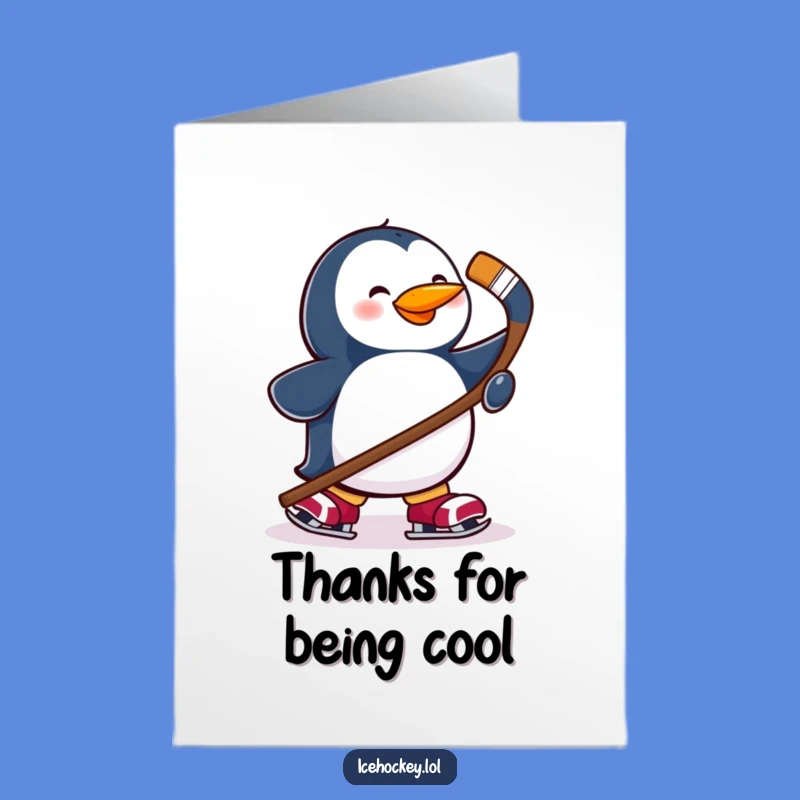 Free Printable Penguin Thank You Card - Funny Hockey Theme Downloadable Gift