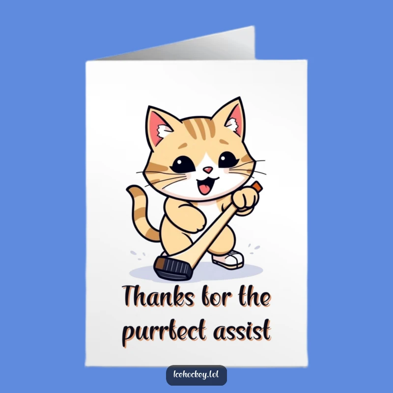 Free Printable Thank You Card: Cat's Slap Shot Aim, Perfect Downloadable Gift
