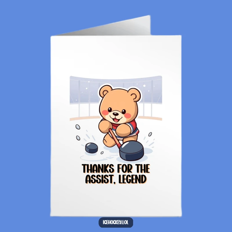 Free Printable Thank You Card: Hockey Bear Shooter, Gratitude Gift