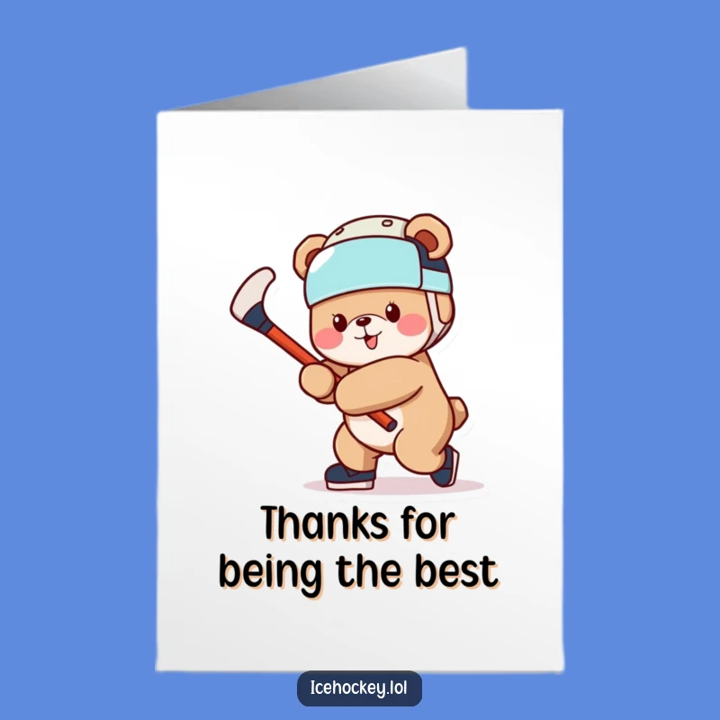 Free Printable Thank You Card: Hockey Bear, Funny Downloadable Gratitude