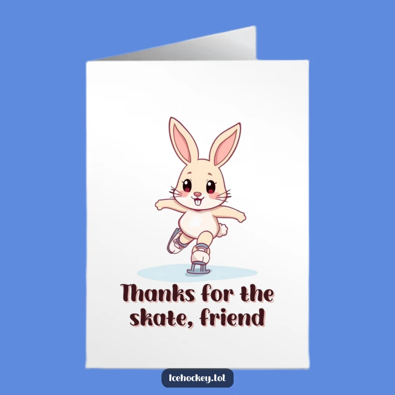Free Printable Thank You Card: Dynamic Skating Bunny for Grateful Greetings