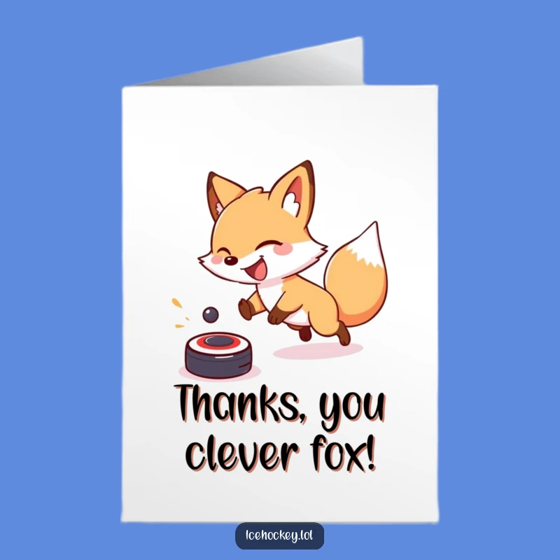 Free Printable Fox Thank You Card - Funny Hockey Theme Downloadable Gift