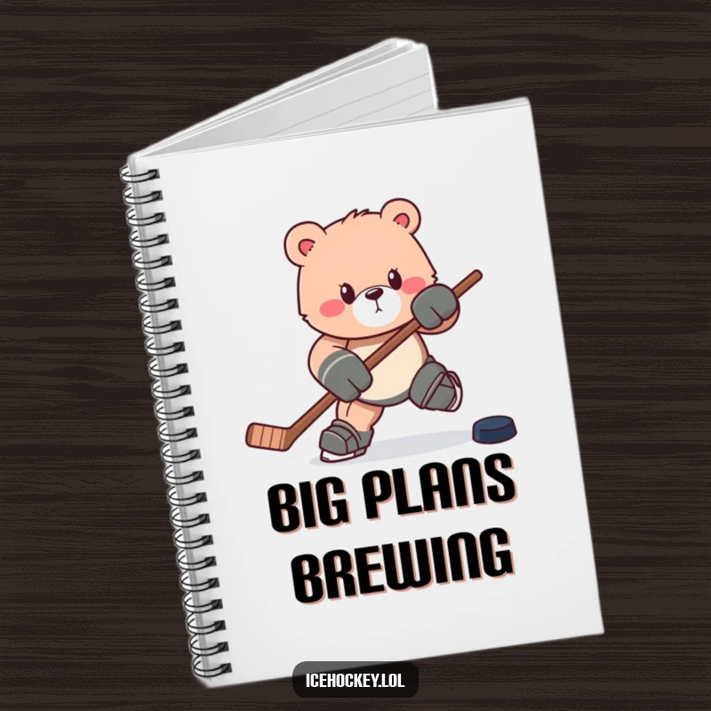 Funny notebook: A determined bear charges forward with its hockey stick and puck, ready to jot down powerful ideas.