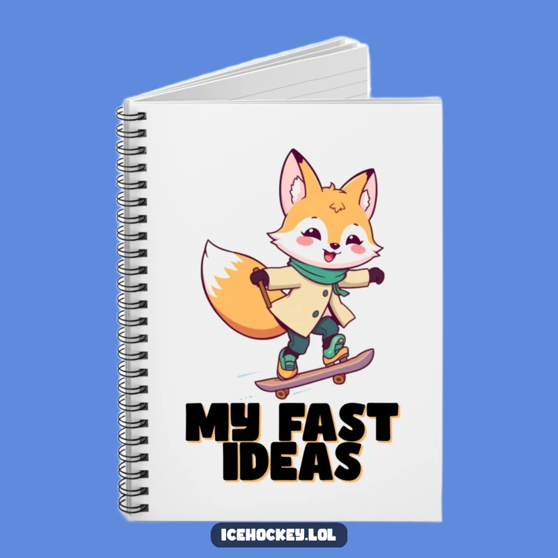 Funny Fox Skating Notebook: Lined Journal with Fox Gliding Fast, Creative Funny Gift