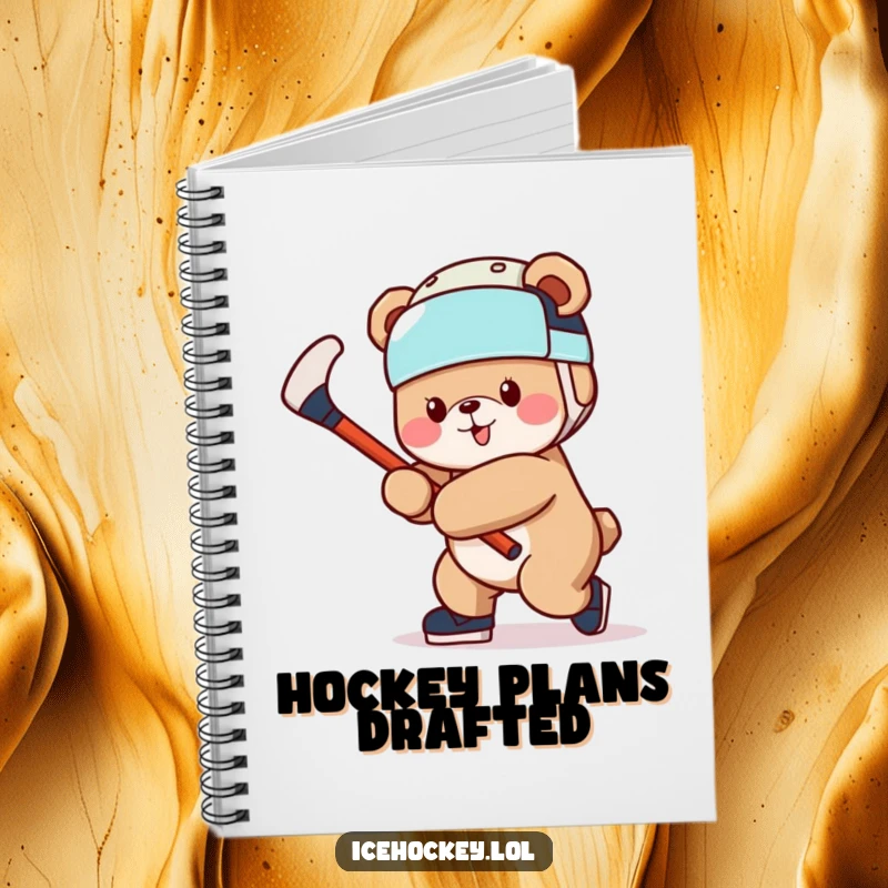 Funny Bear Notebook: A cheerful bear in a hockey helmet, swinging a stick, inspiring your notes and plans.