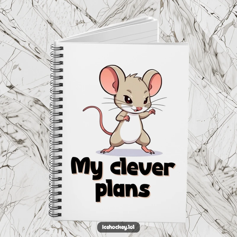 Funny Notebook: Features a determined mouse expertly deking around a hockey opponent, ready to record your funniest strategies.