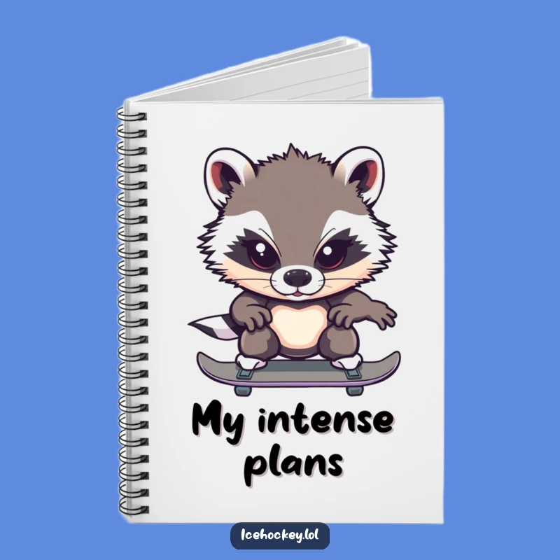 Funny Badger Ice Skating Notebook: Jot Down Focused Thoughts