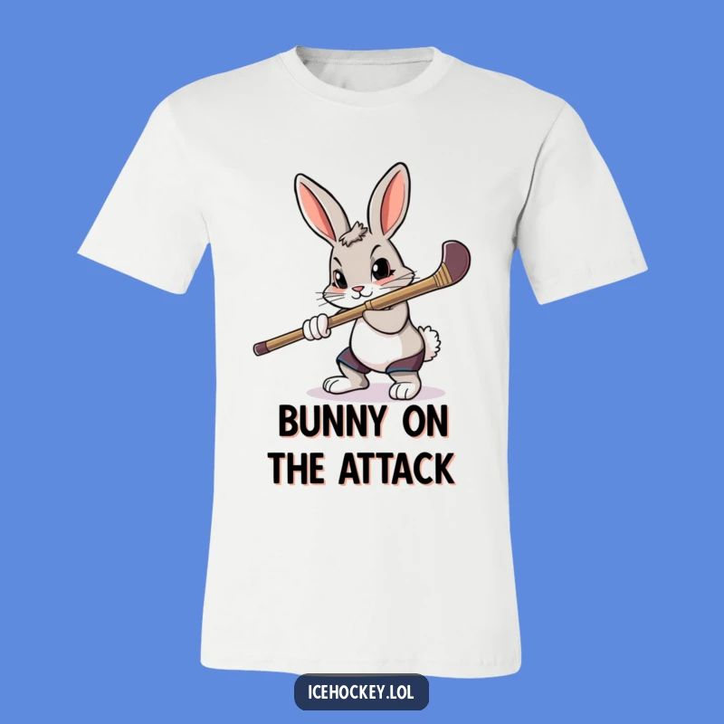 Funny Rabbit T-Shirt - Determined Hockey Aim Tee, Awesome Funny Gift