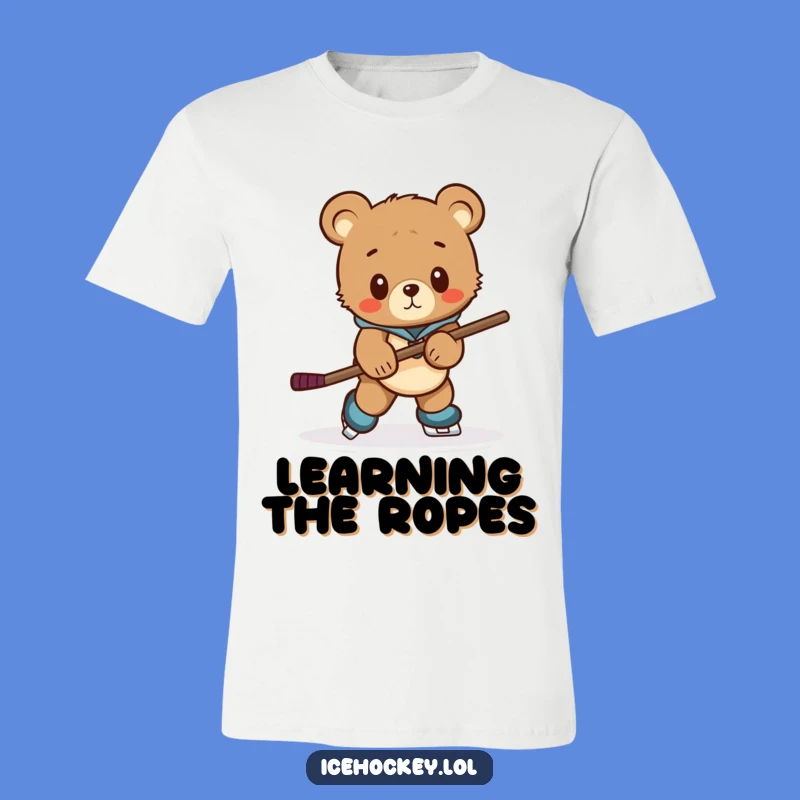 Funny Clumsy Bear Cub Hockey T-Shirt: Awkward Skater - Hilarious Funny Gift