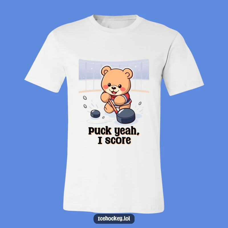 Funny Hockey Bear T-Shirt: Powerful Bear Shooting Puck, Ultimate Funny Gift