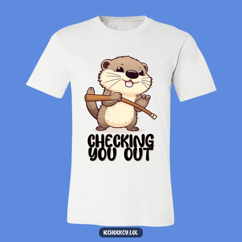 Funny Hockey Otter T-Shirt: Aggressive Animal Tee Gift