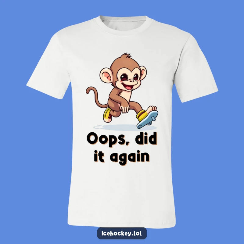 Funny Monkey Ice Skating T-Shirt: Hilarious Animal Antics for a Perfect Gift.