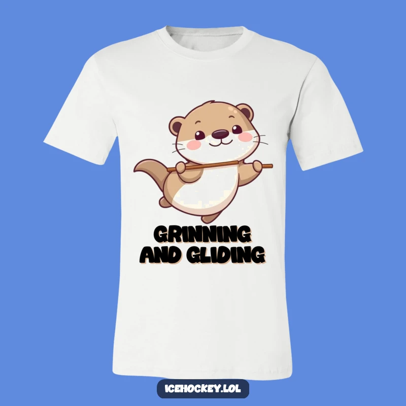 Funny Otter Hockey T-Shirt: Playful Otter Gliding Fast, Ultimate Funny Gift