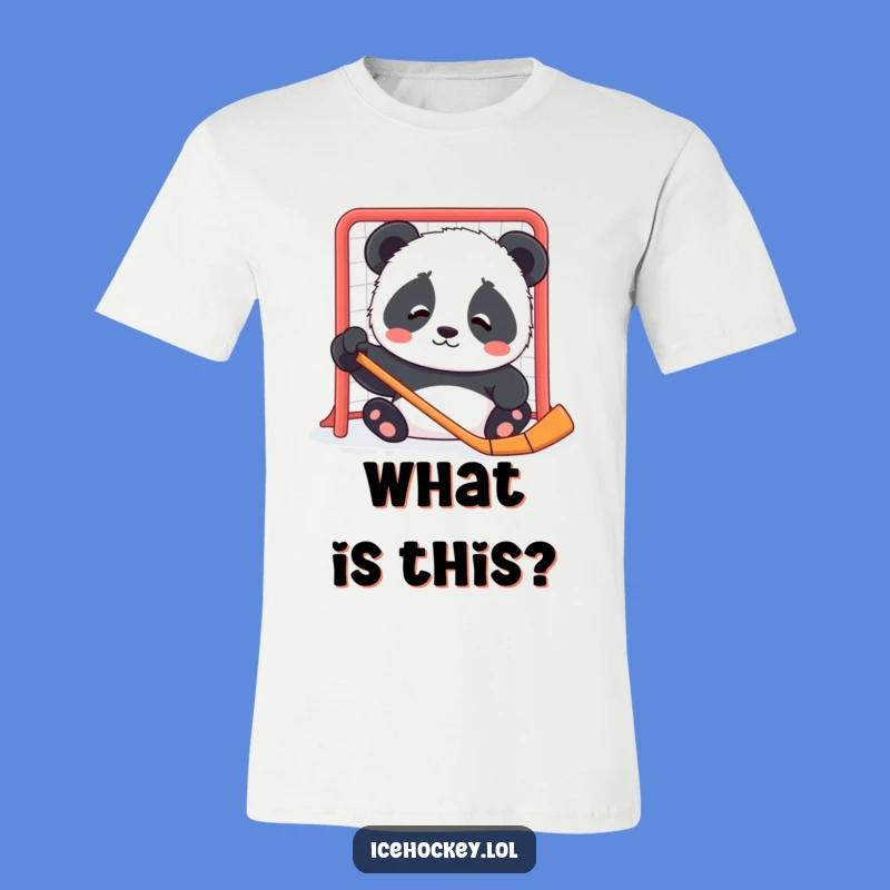 Funny Panda Hockey T-Shirt: Adorable Confused Cub Apparel for Game Day