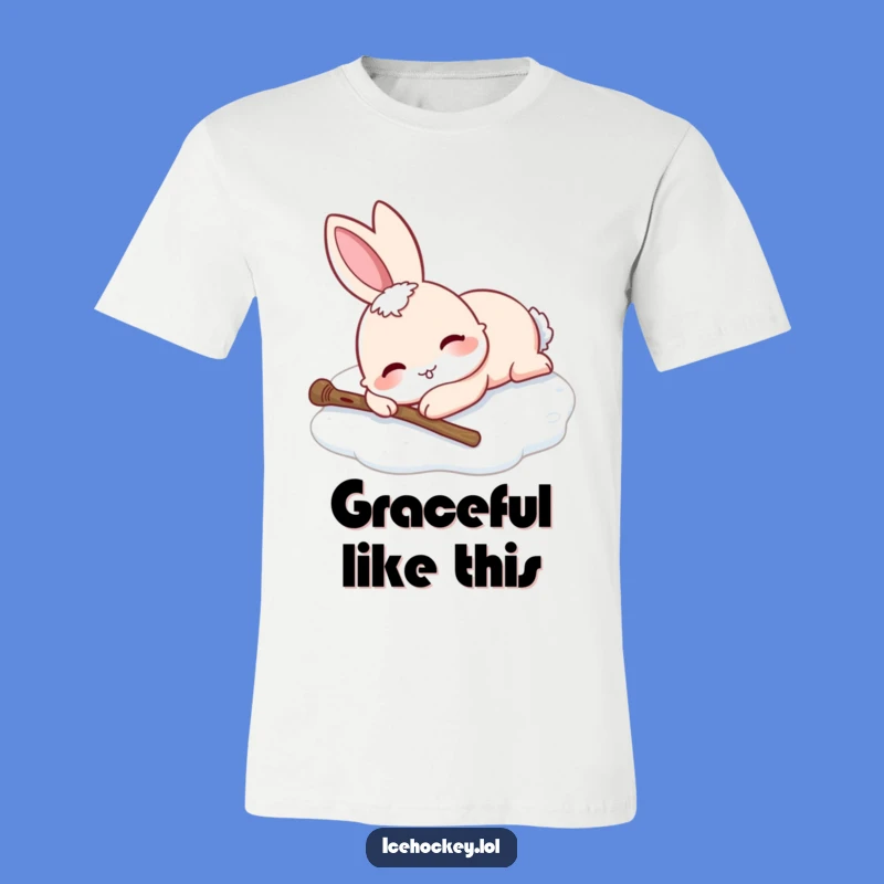Funny Rabbit Ice Skating Sprawl T-Shirt: Hilarious Animal Art for a Perfect Gift.