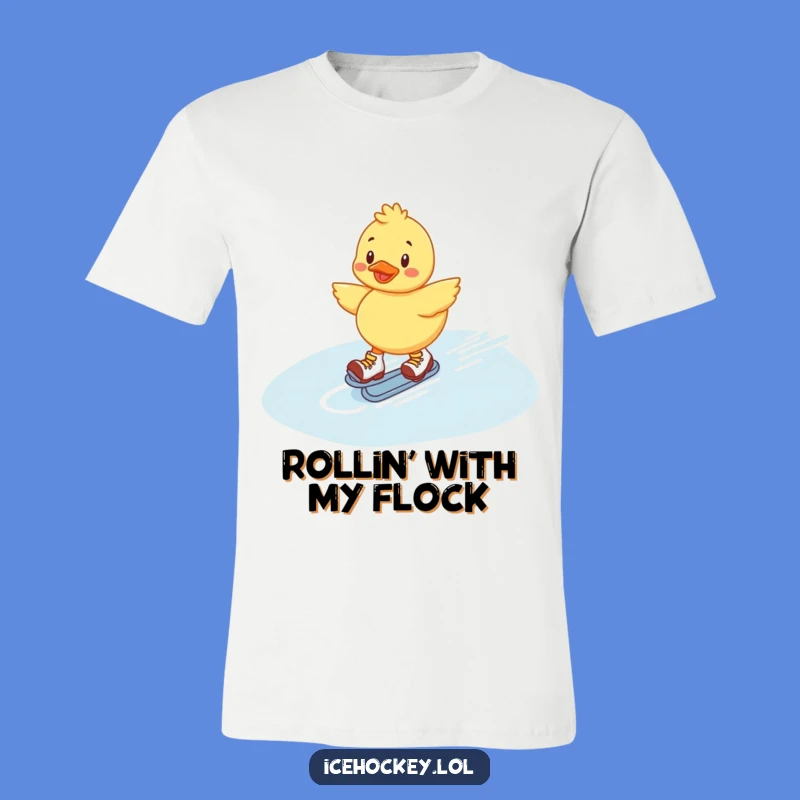 Funny Duckling T-Shirt: Cheerful Roller Skater Sliding on Ice with Joy