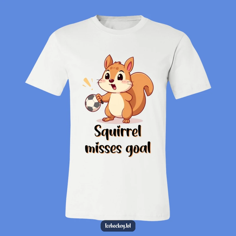 Funny Squirrel Soccer T-Shirt - Playful Missed Shot Tee