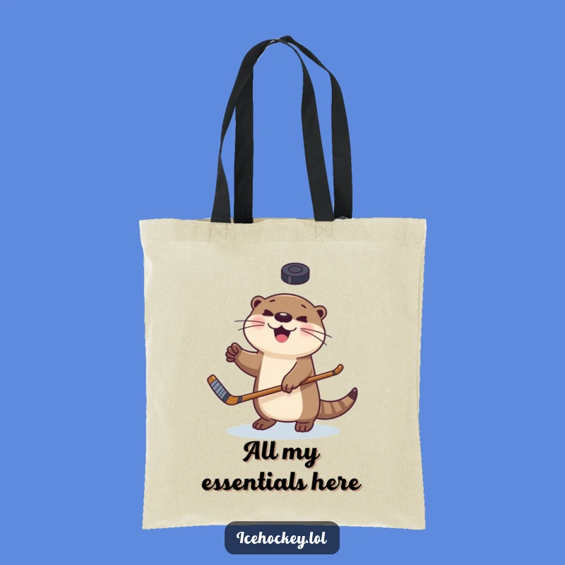 Funny Otter Hockey Tote Bag - Hilarious Accessory for Sports Lovers