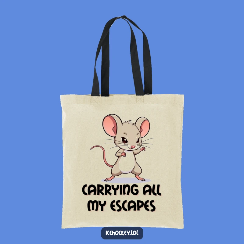 Funny Mouse Hockey Tote Bag: Determined Deking Carry-All