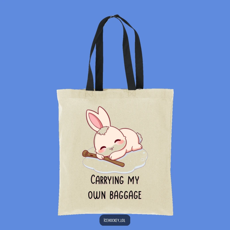 Funny Rabbit Ice Skating Tote Bag: Carry Your Smiles with This Hilarious Accessory.