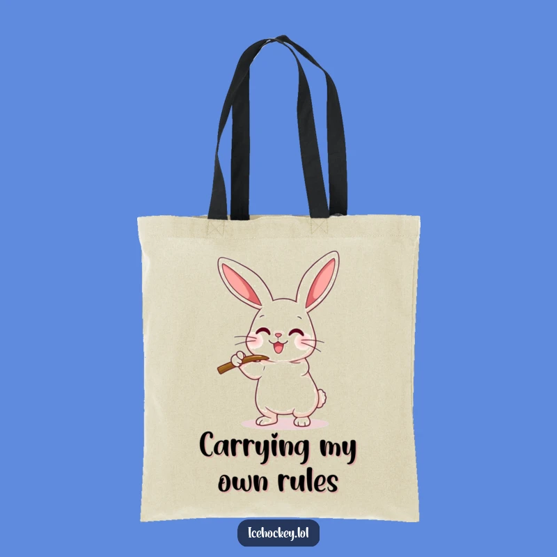 Funny Hockey Rabbit Tote Bag: Durable Rabbit Checking Play, Ideal Funny Gift