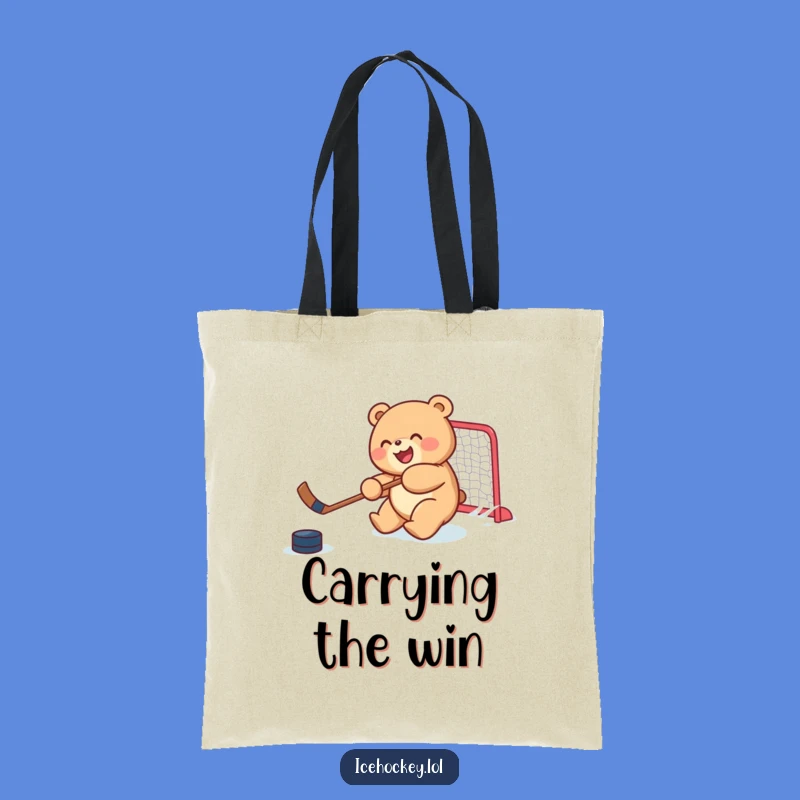 Funny Bear Cub Hockey Tote Bag: Joyful Sports Carryall Gift
