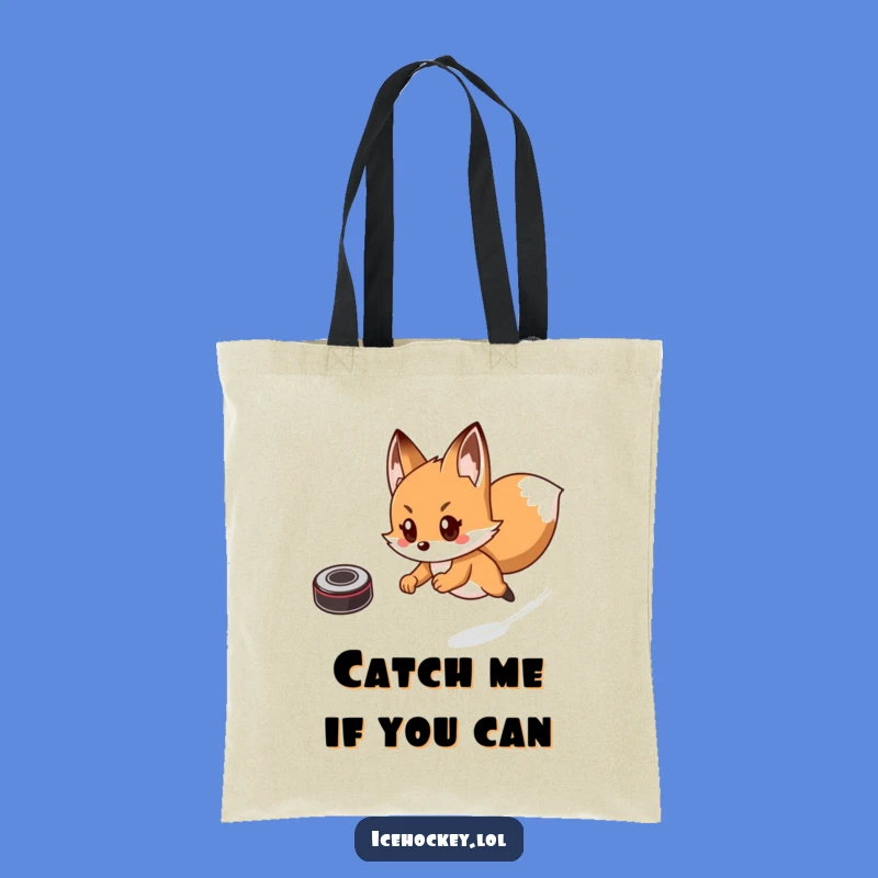 Funny Fox Hockey Tote Bag: Carry Your Gear with a Playful, Speedy Fox - Great Funny Gift