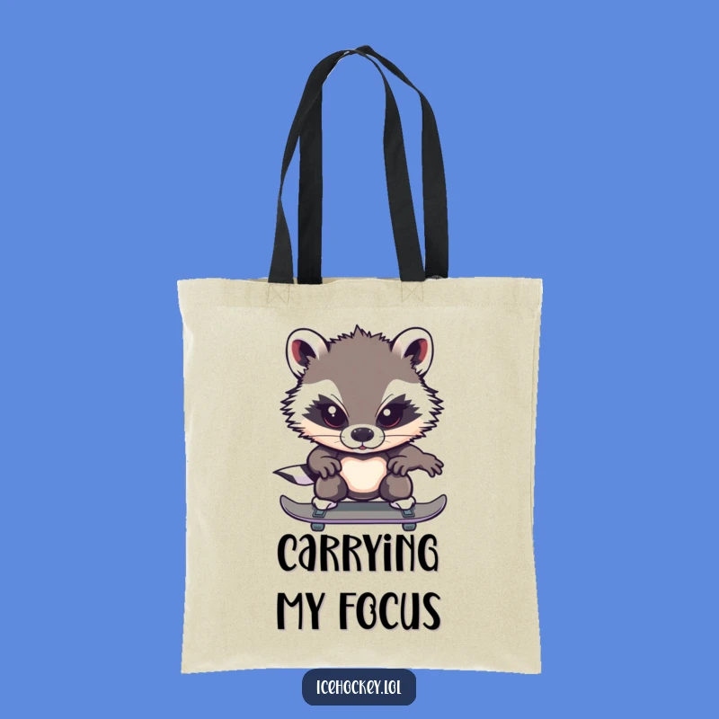 Funny Badger Ice Skating Tote Bag: Carry Your Focus