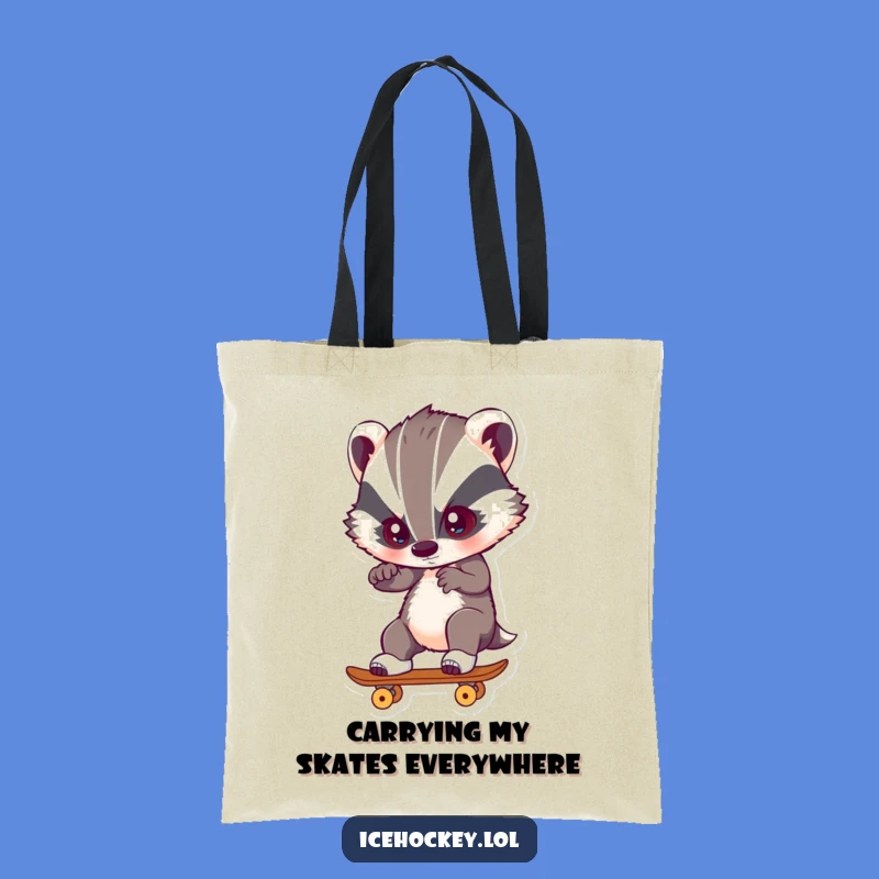 Funny Badger Skating Tote Bag: Carry Your Focus Gift