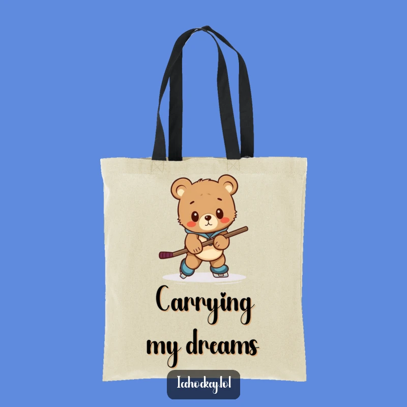 Funny Bear Cub Hockey Tote Bag: Clumsy Skater - Practical & Funny Gift