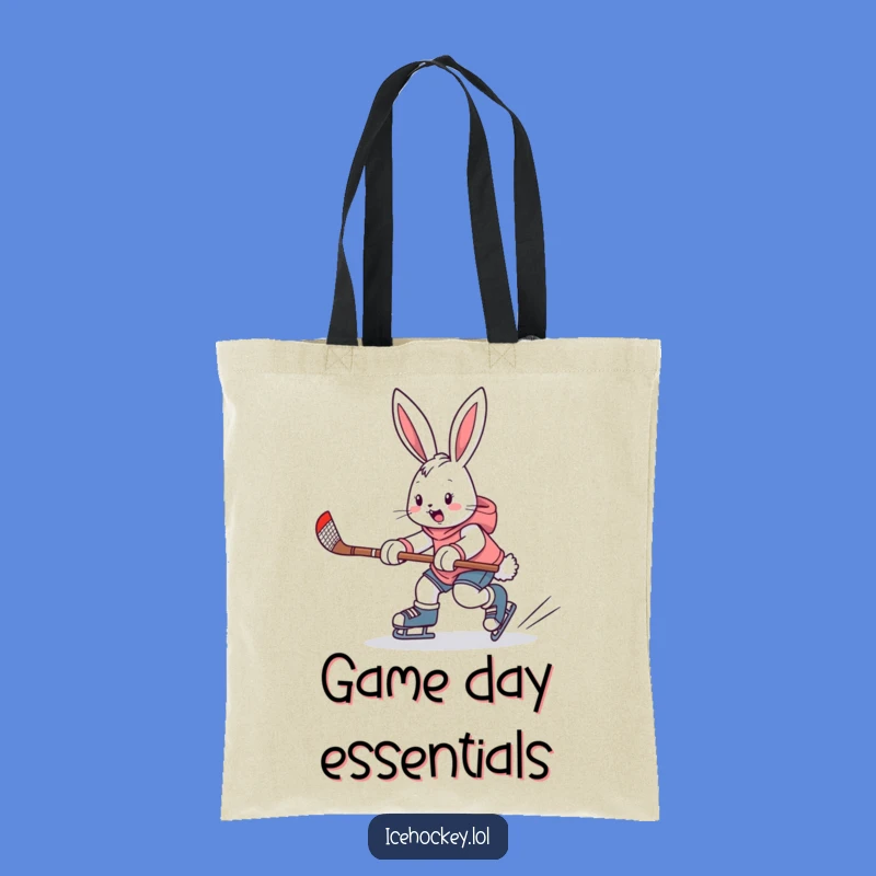 Funny Bunny Hockey Tote Bag, Handy & Enthusiastic Sports Bag